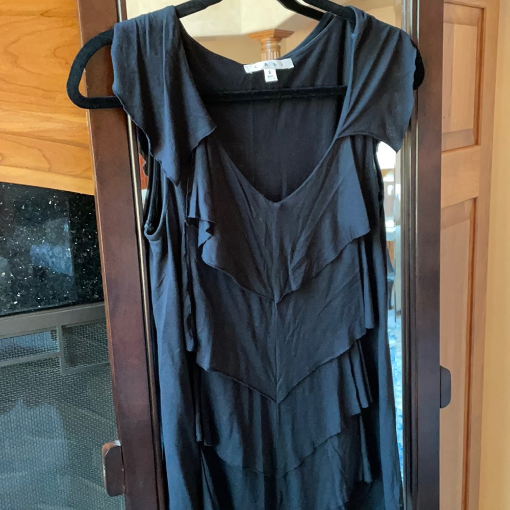 Flattering Ruffled Black Tank Top